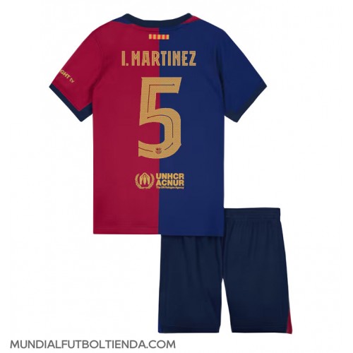 Camiseta Barcelona Inigo Martinez #5 Primera Equipación Replica 2024-25 para niños mangas cortas (+ Pantalones cortos)